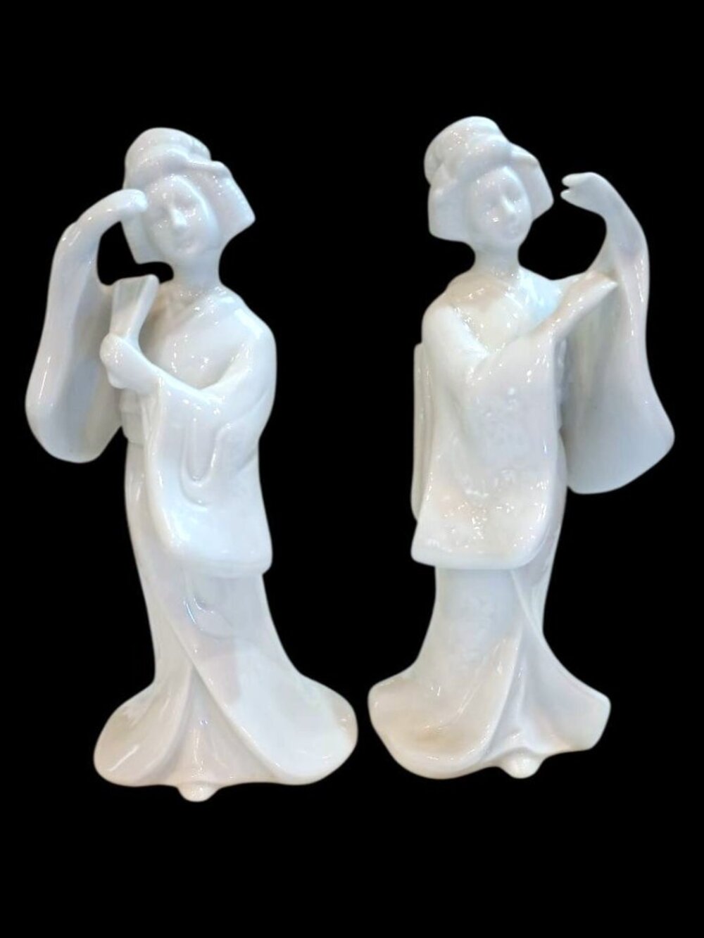 Vintage Homco 1443 Japanese Asian Women Porcelain Figurine Geisha 1970s 7" Set 2